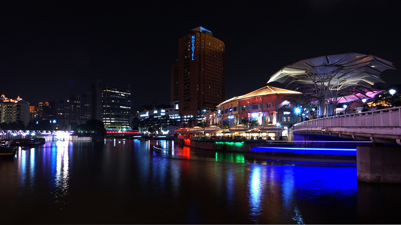 singapore night river free photo