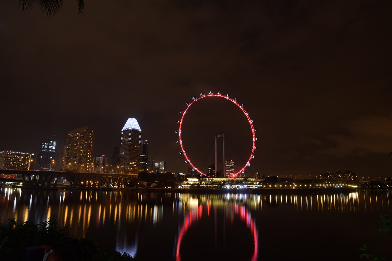 singapore night river free photo