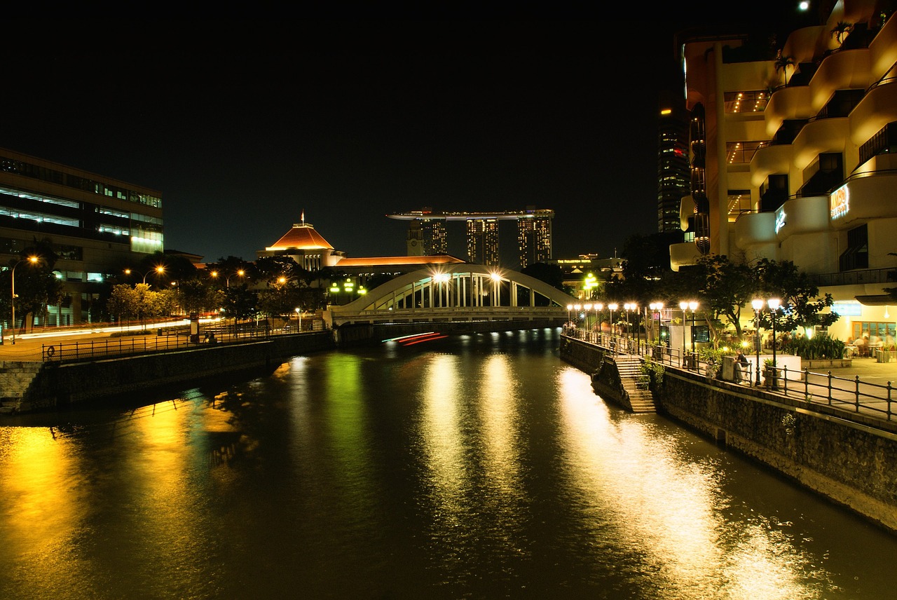 singapore night city free photo