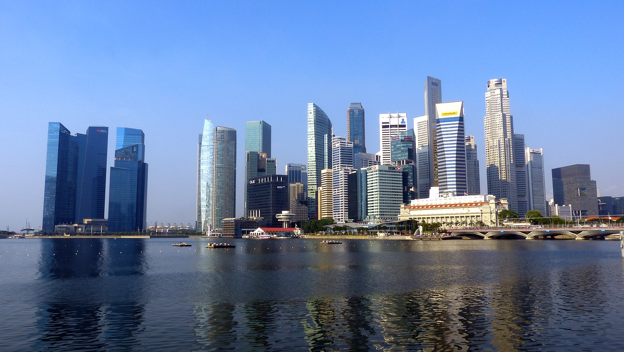 singapore river skyline free photo