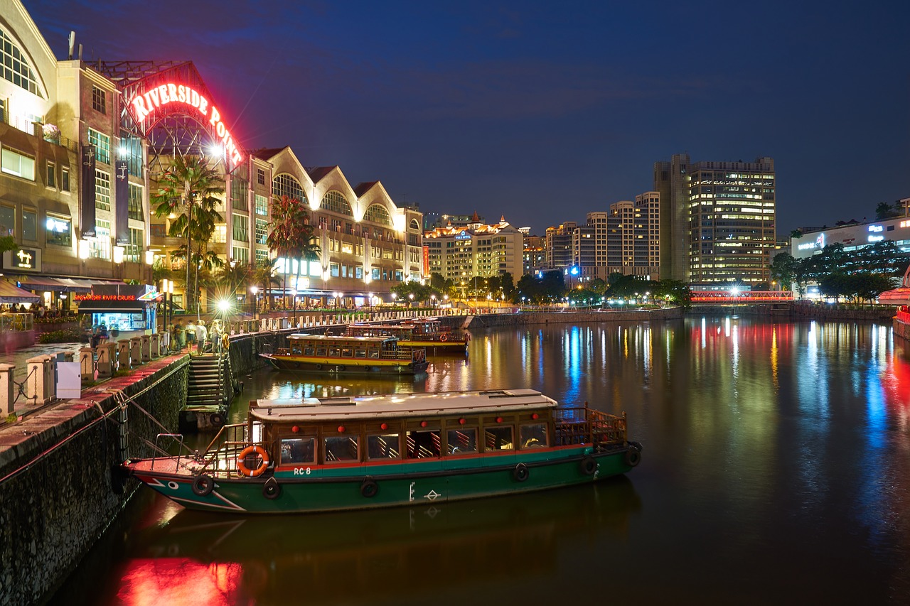 singapore night travel free photo