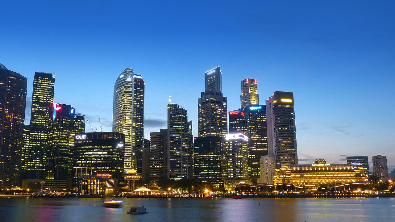 singapore river skyline free photo