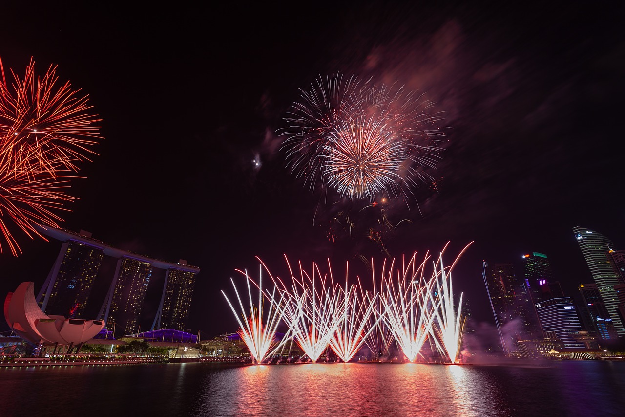 singapore  fireworks  city free photo