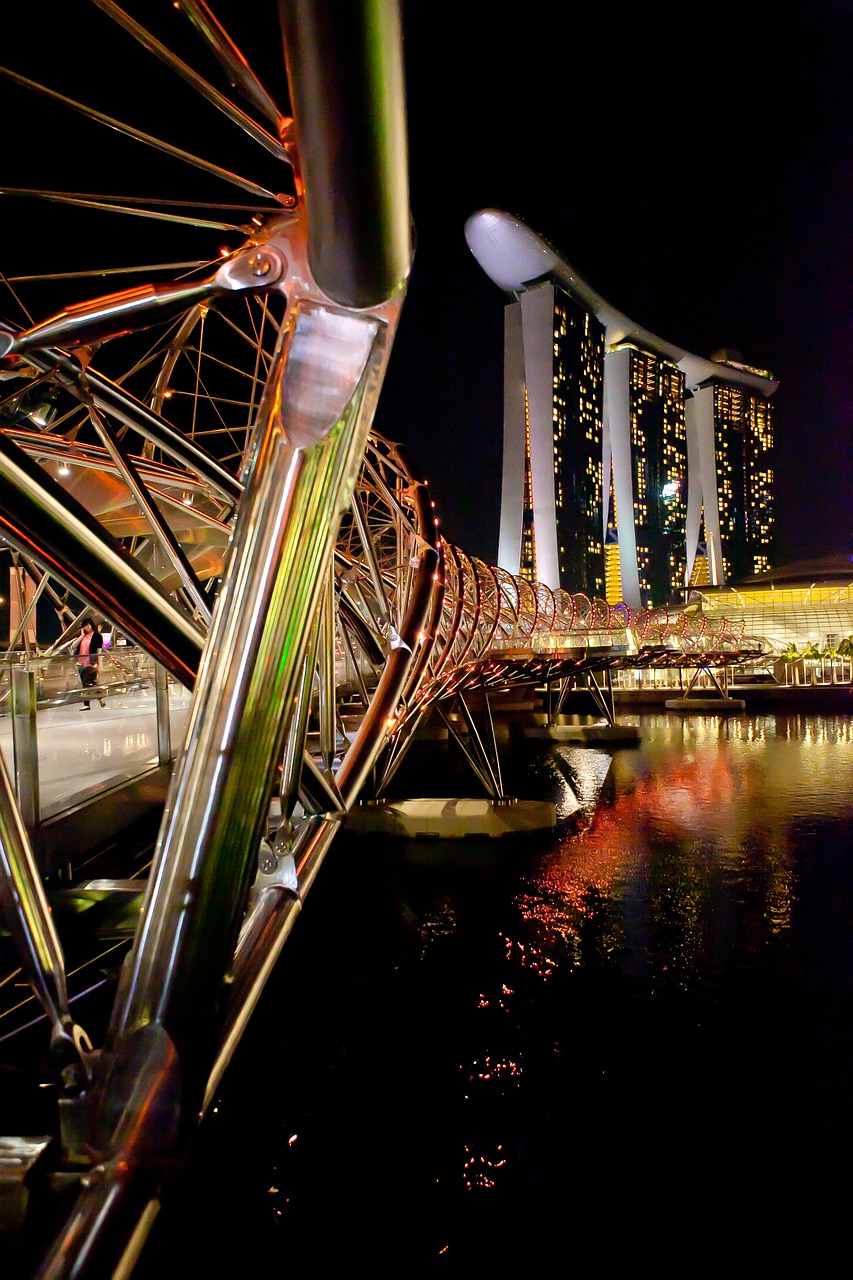 singapore commercial night view free photo