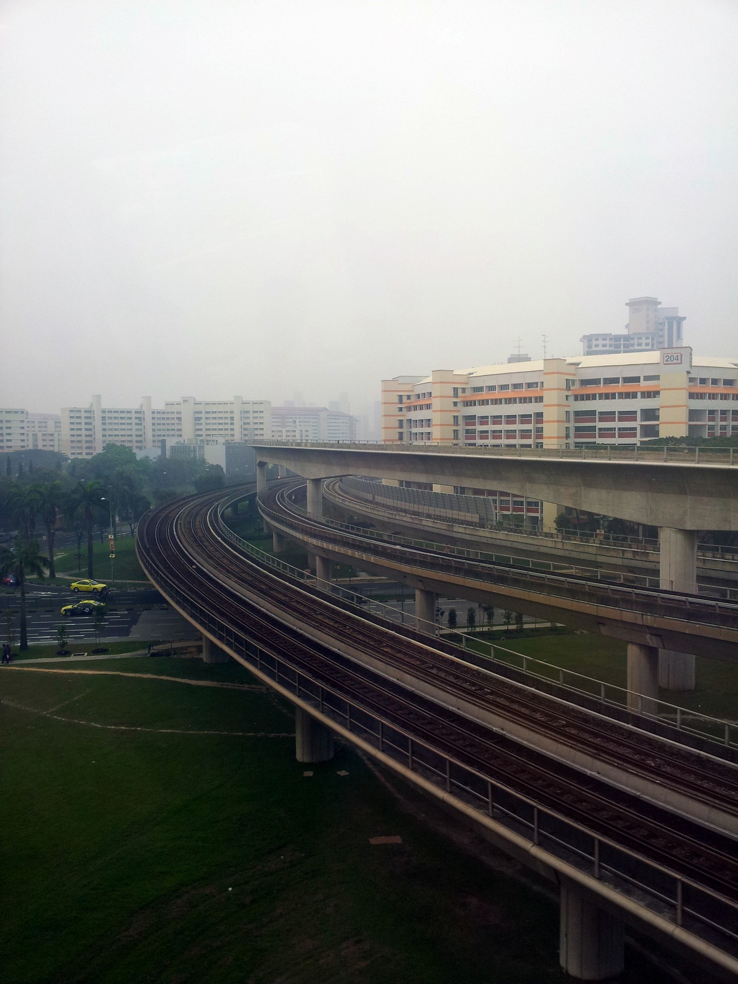 singapore jurong east mrt bridges haze public transportation rail free photo