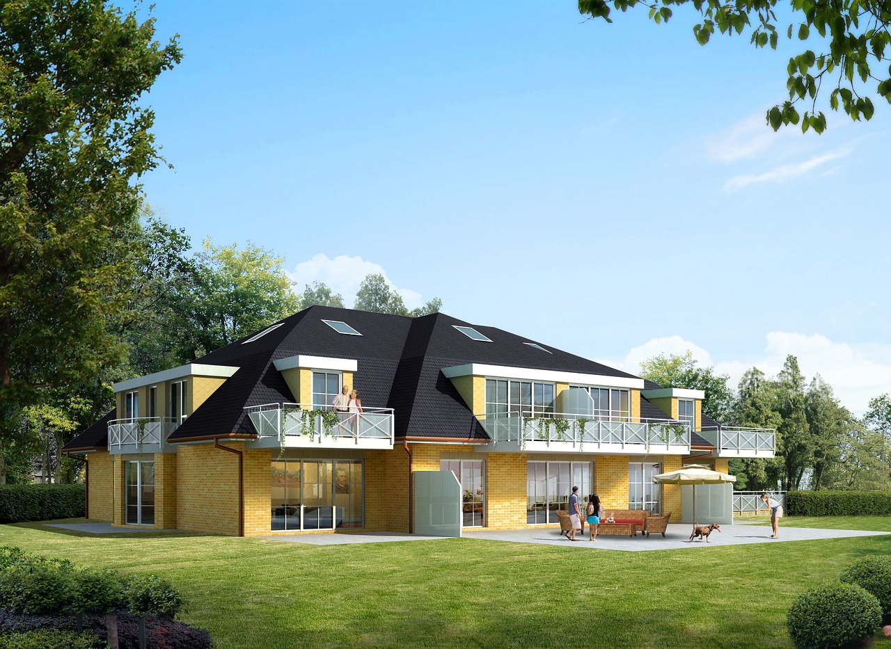 single family home villa rendering free photo