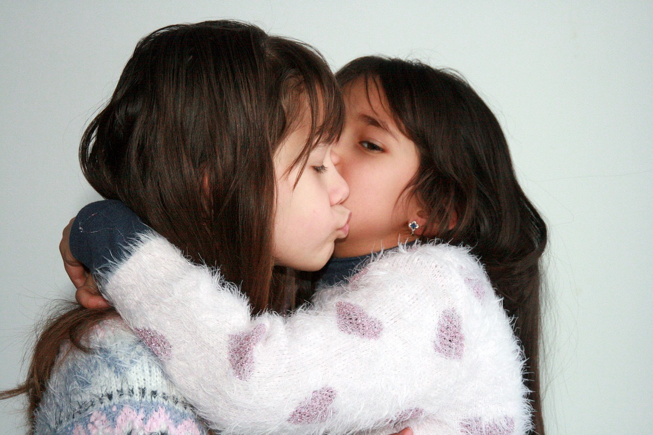 sisters love hug free photo