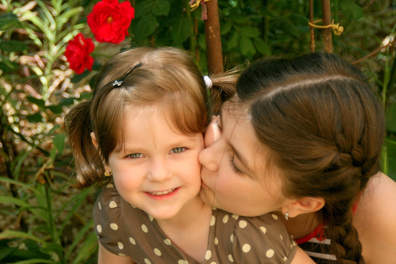 sisters love portrait free photo