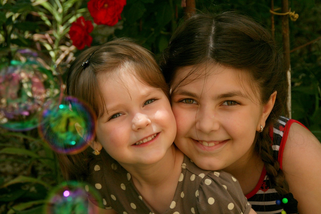 sisters love portrait free photo