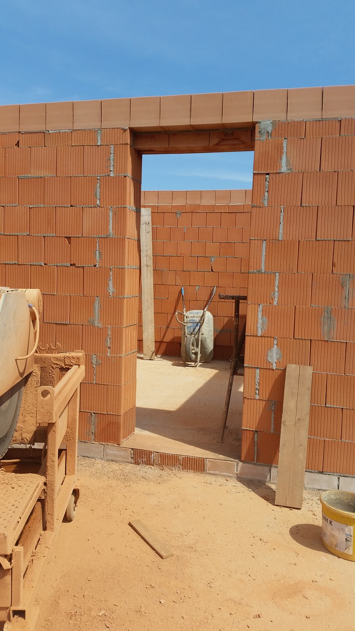 site brick house construction free photo