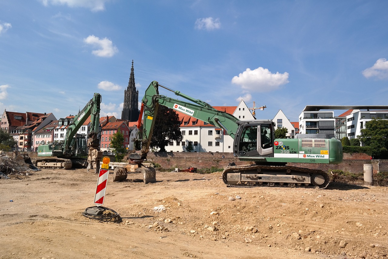 site excavators construction work free photo