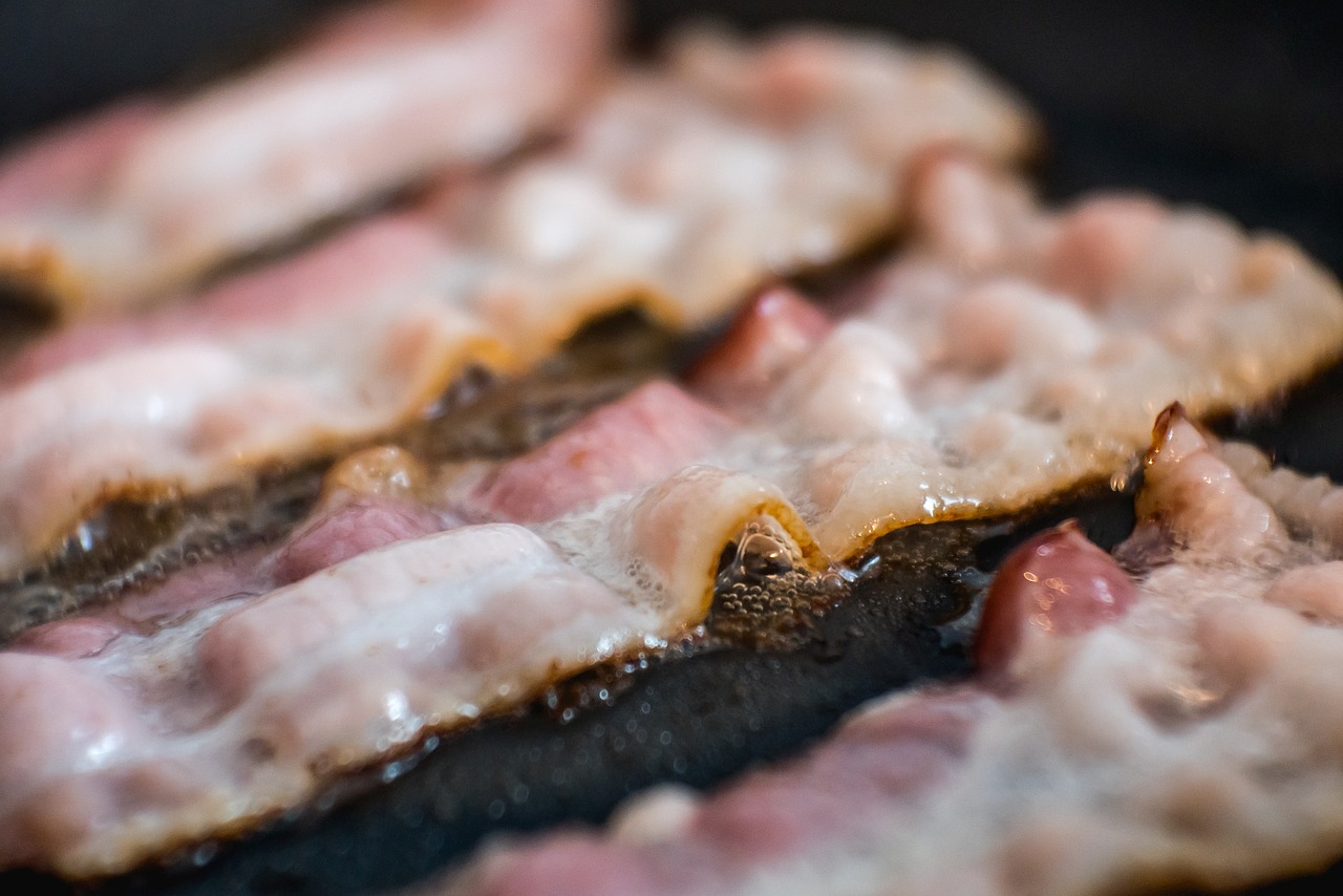 sizzling hot bacon free photo
