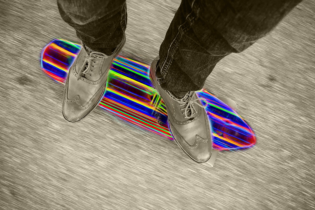 skateboard colorful glow free photo