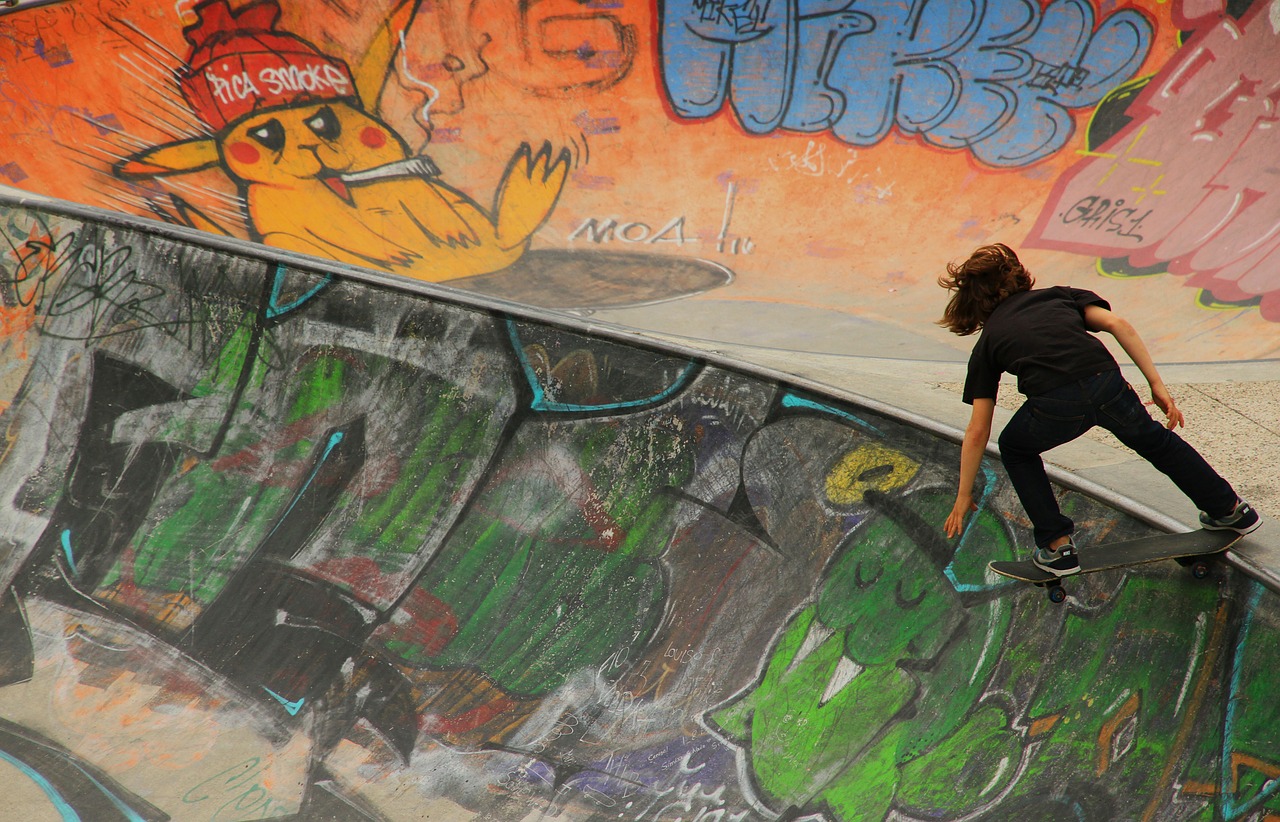 skateboard child graffiti free photo