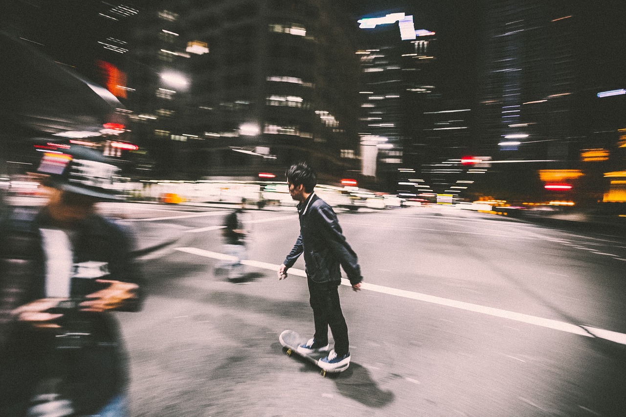 skateboarding city street street free photo