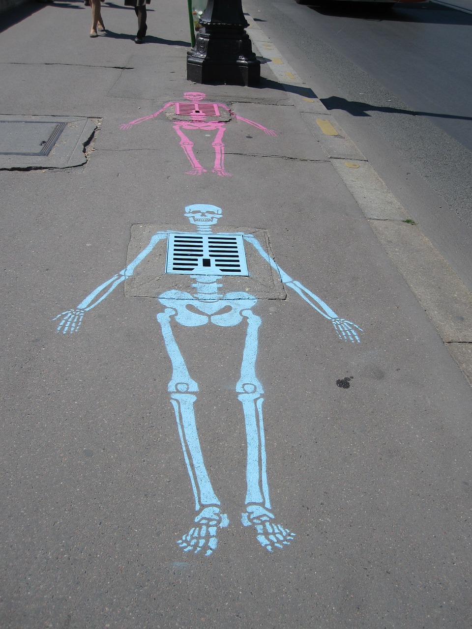 skeleton sewer chalk free photo