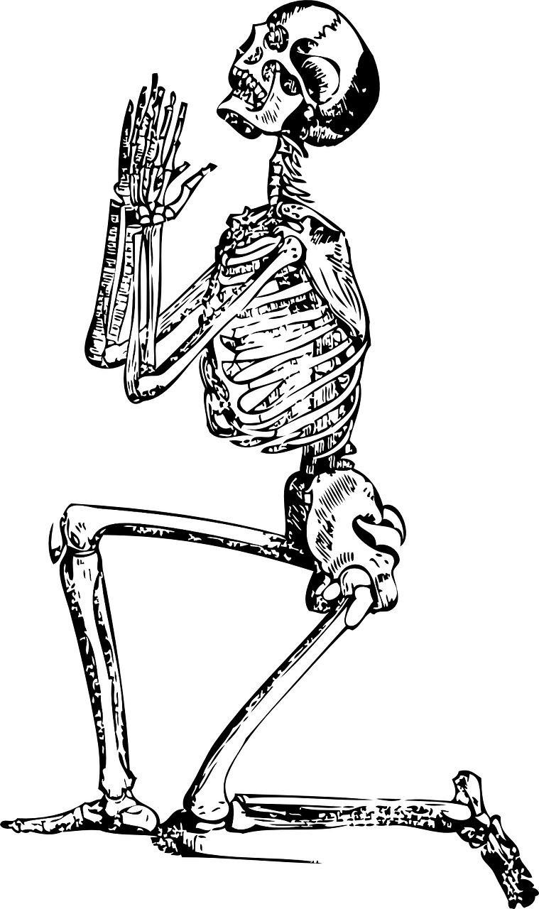 skeleton pray man free photo