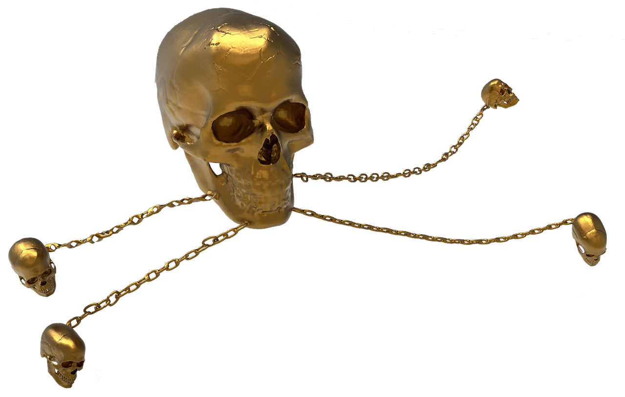 skeleton head gold isolated free photo