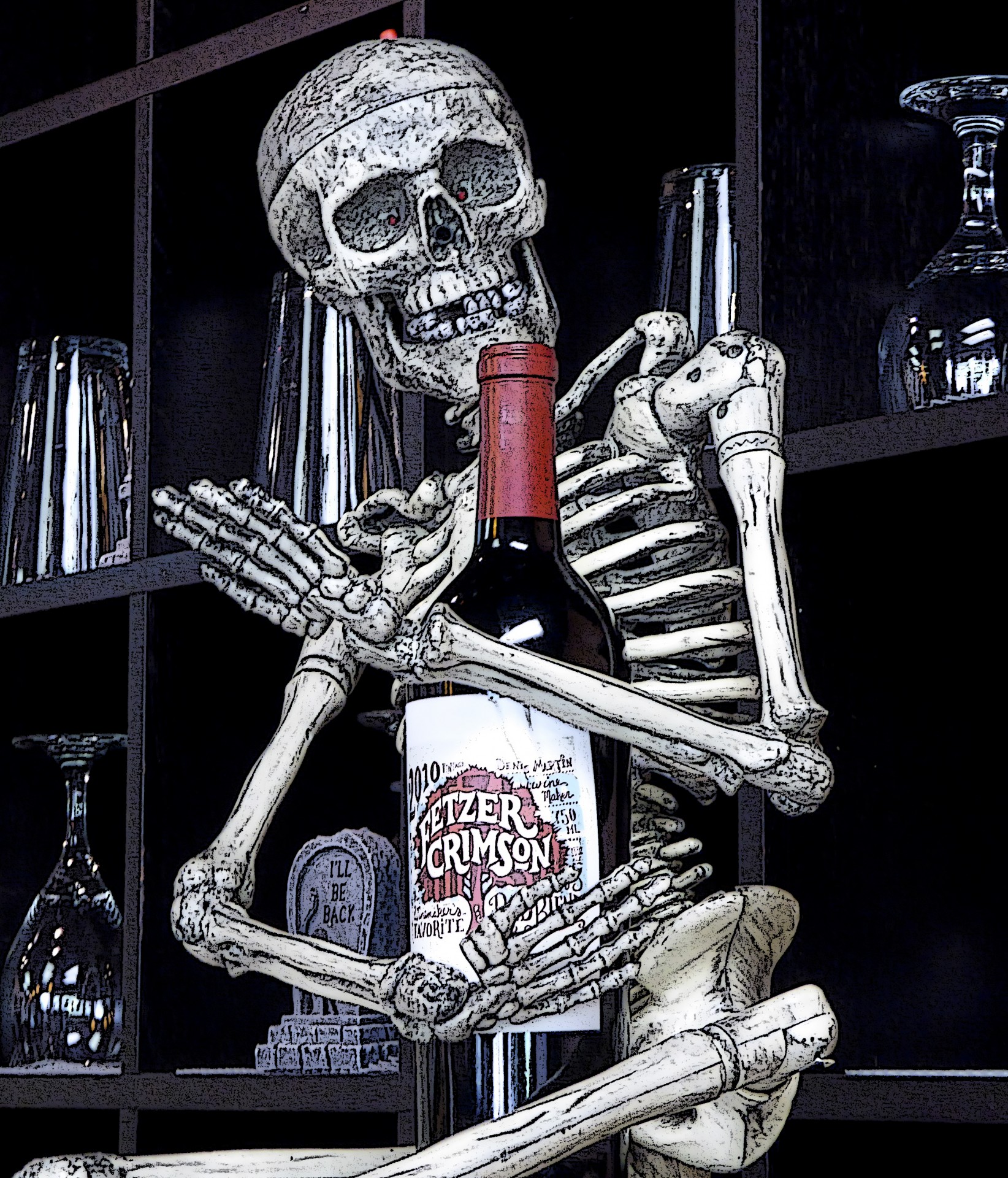 skeleton wine bar free photo