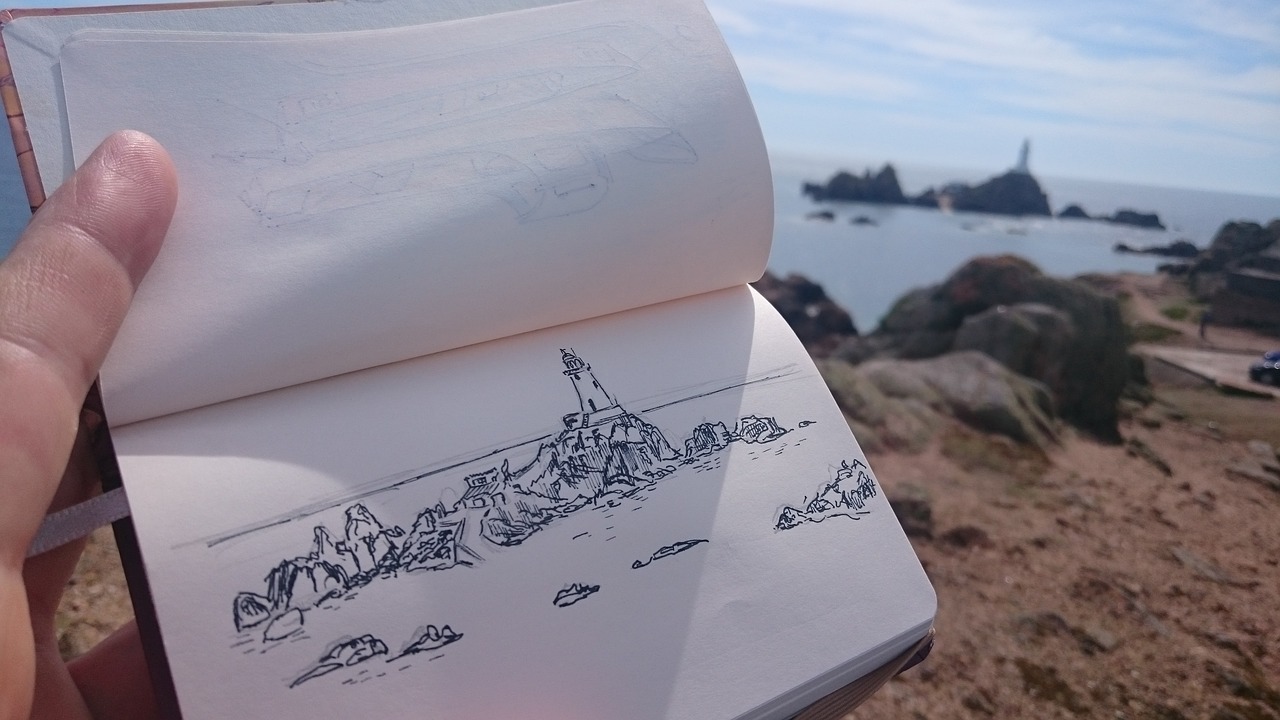 sketchbook  sketch  lighthouse la corbière free photo