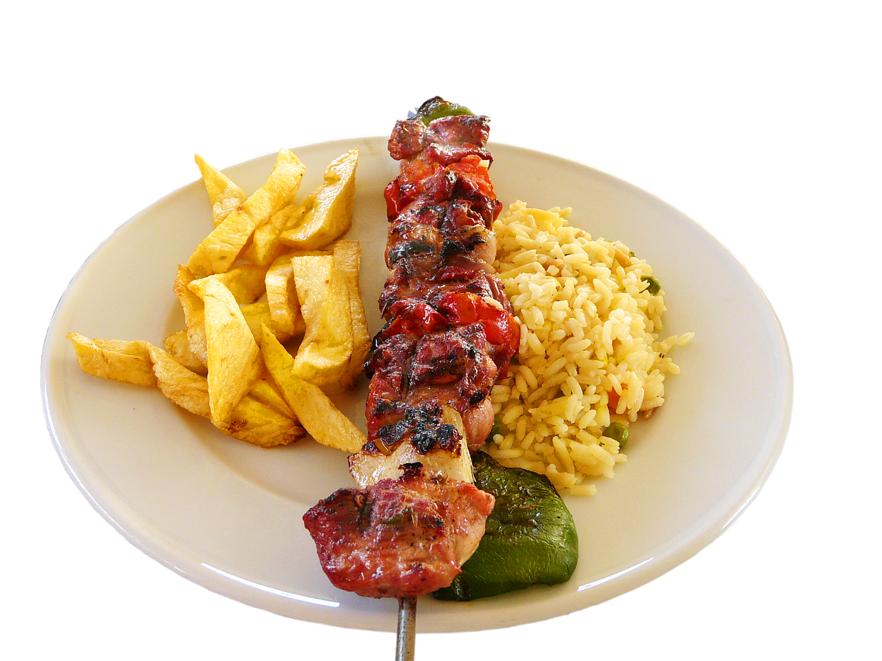 skewer french fries rice free photo