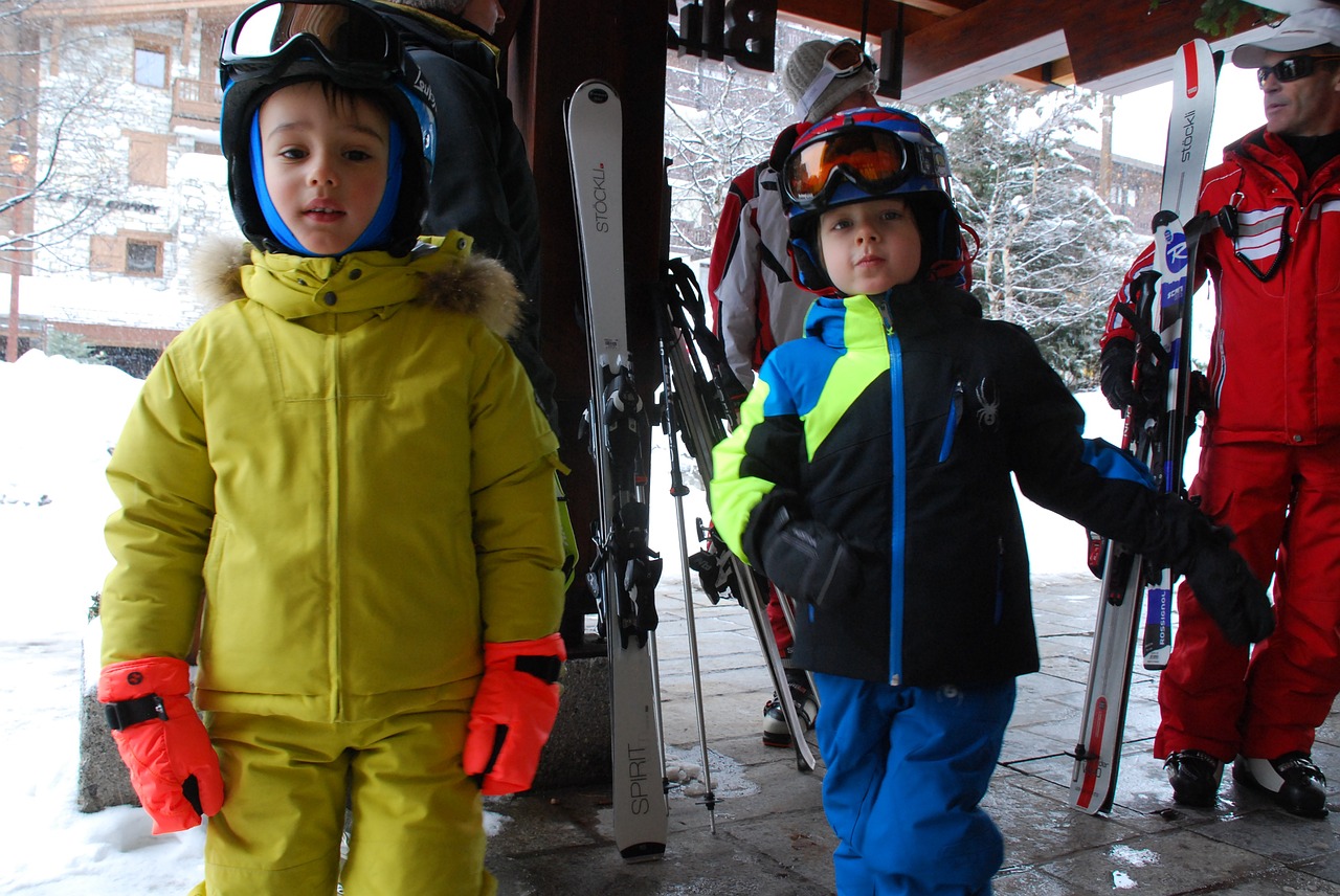 children ski alps free photo