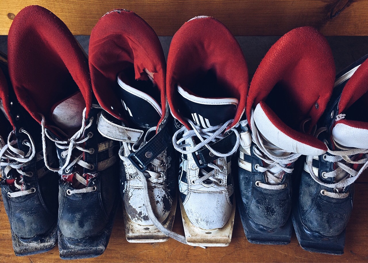 ski boots worn free photo