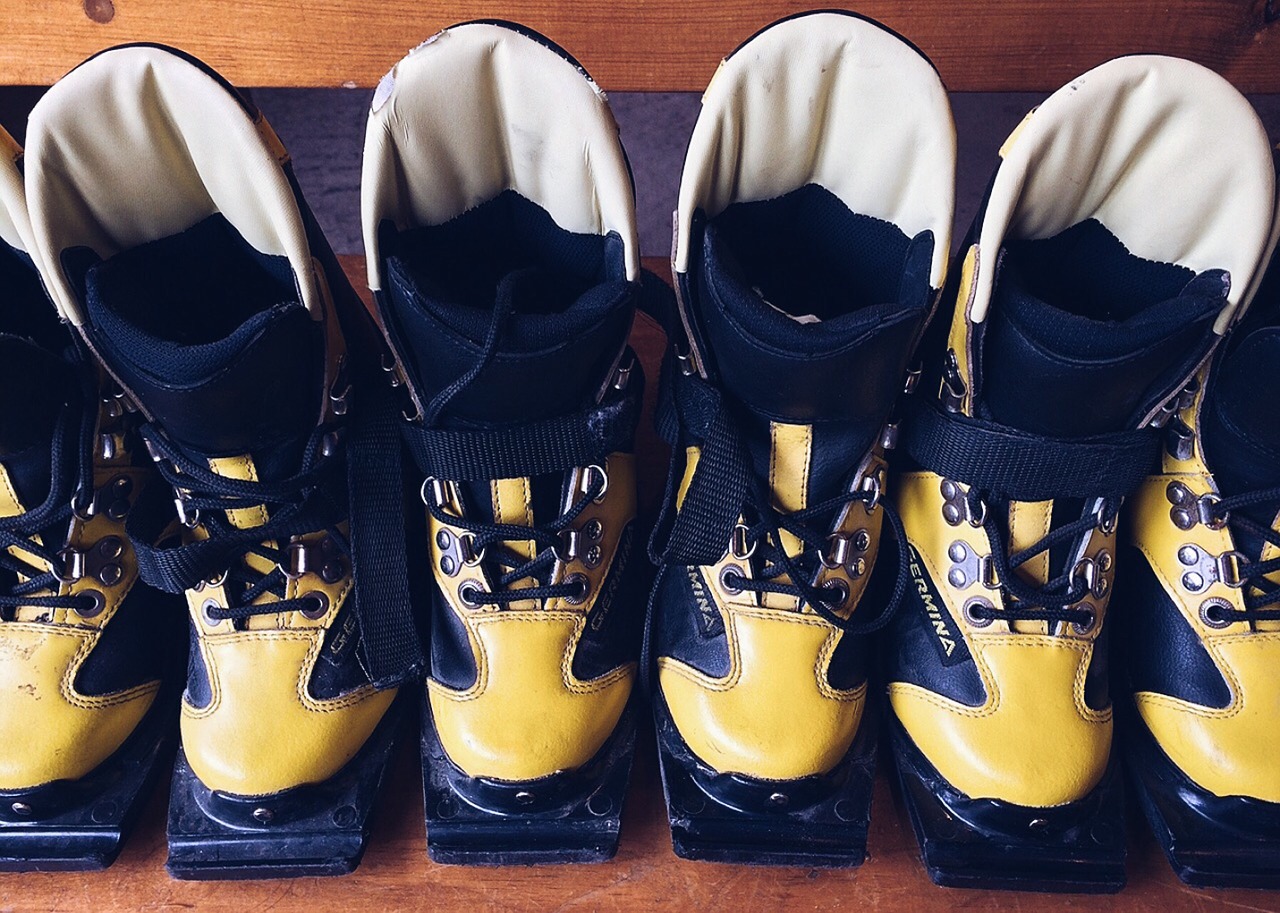 ski boots worn free photo