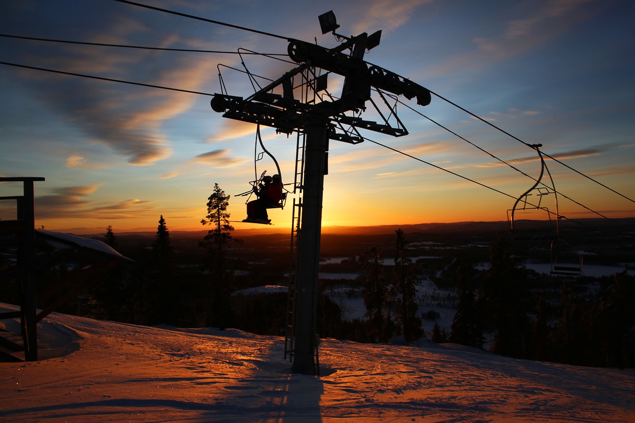 ski lift backlight piste free photo