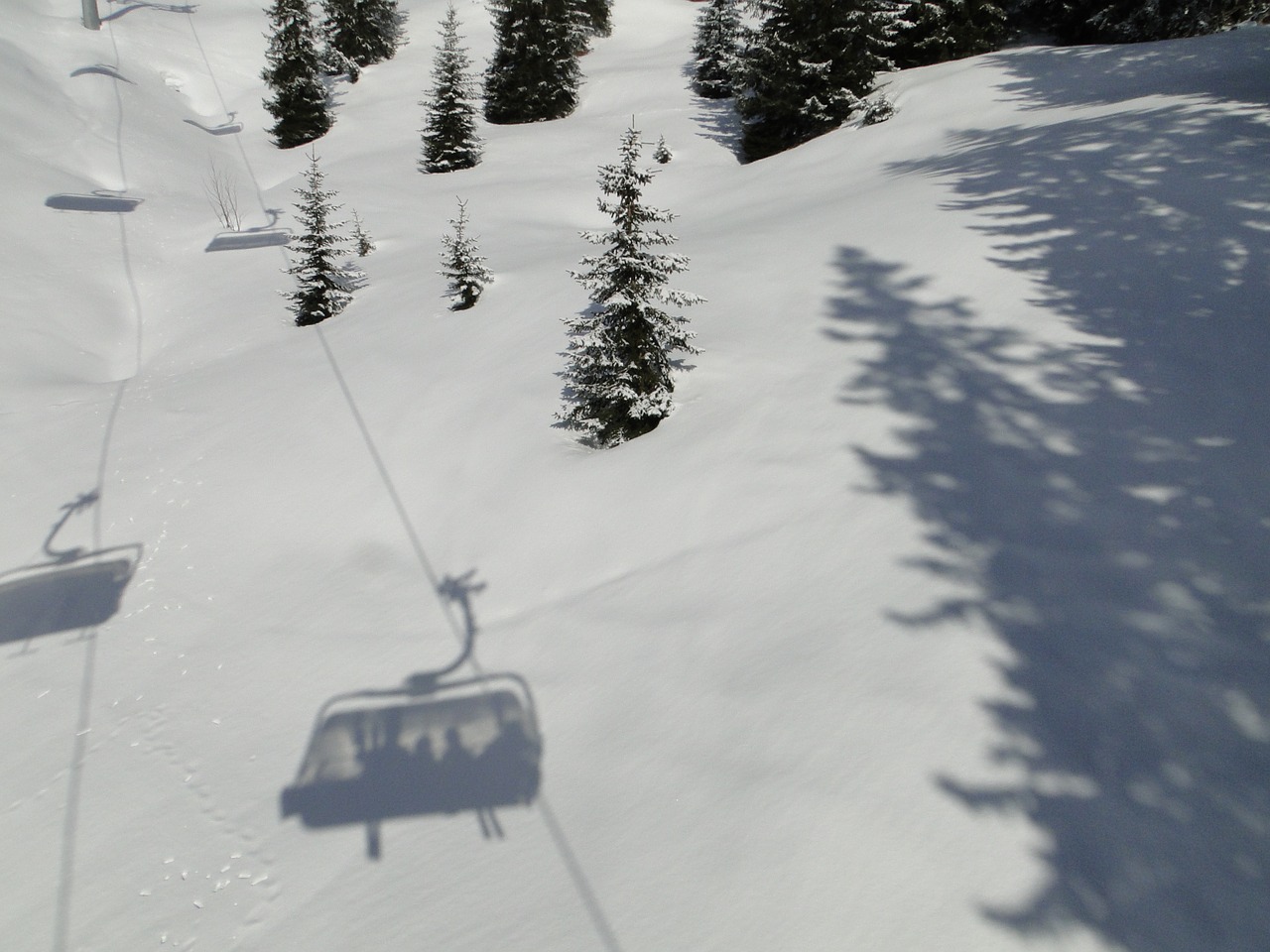 ski lift shadow chairlift free photo