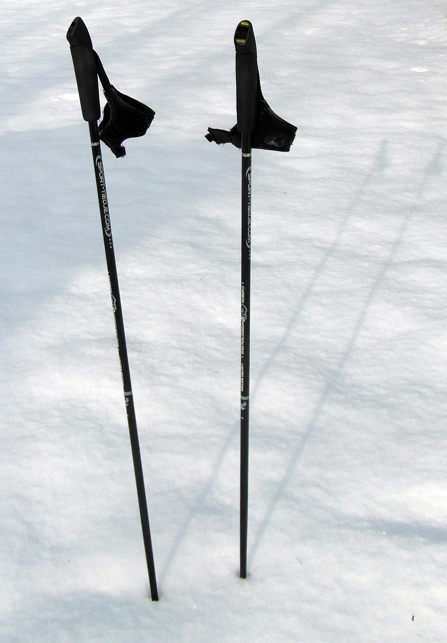 ski poles trekking hiking free photo