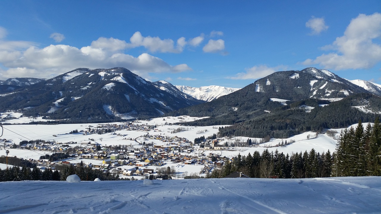 ski slope sky clouds free photo