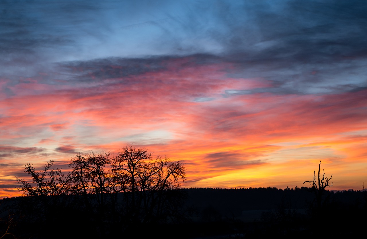 skies silhouette sunrise free photo