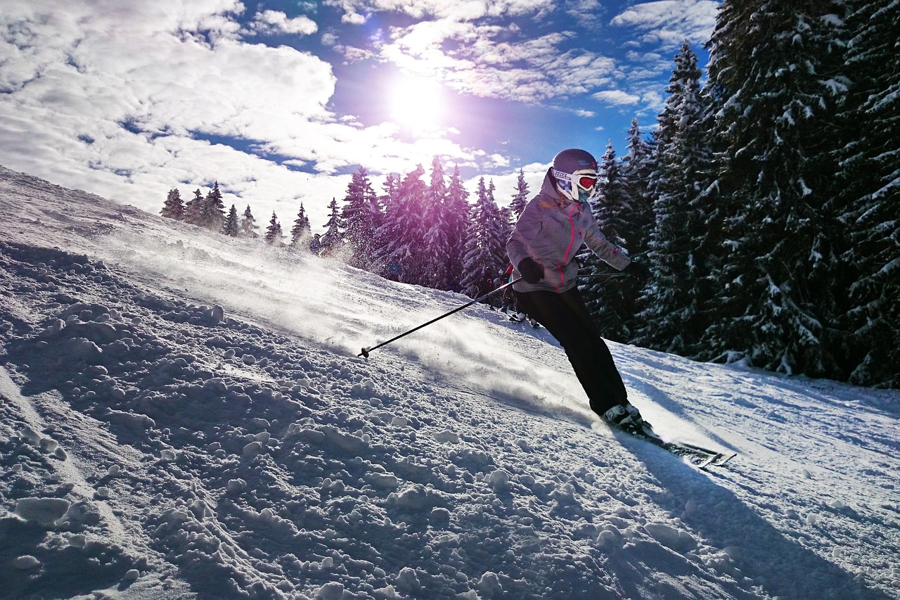 skiing girl sun free photo