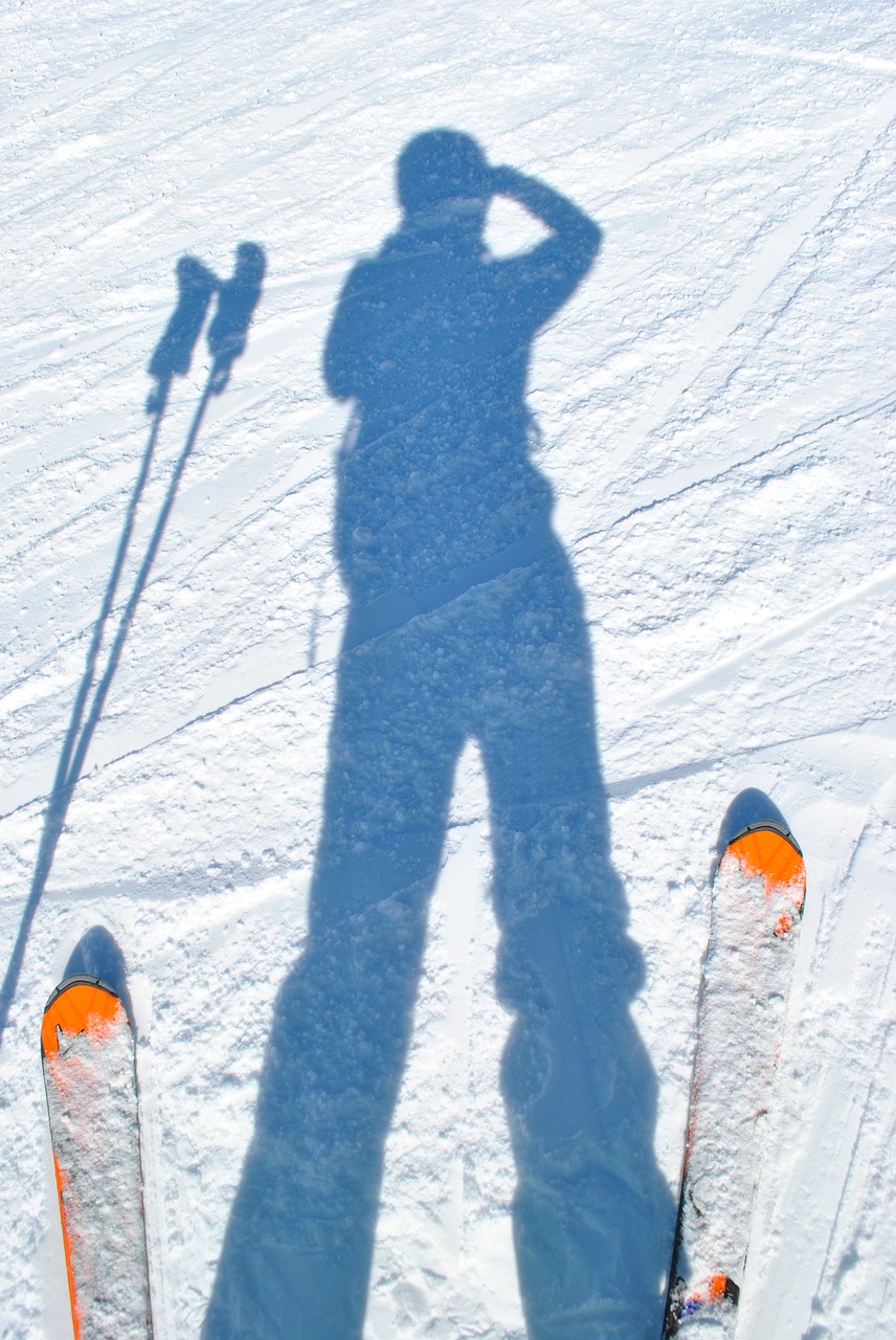 skiing skiers shadow free photo