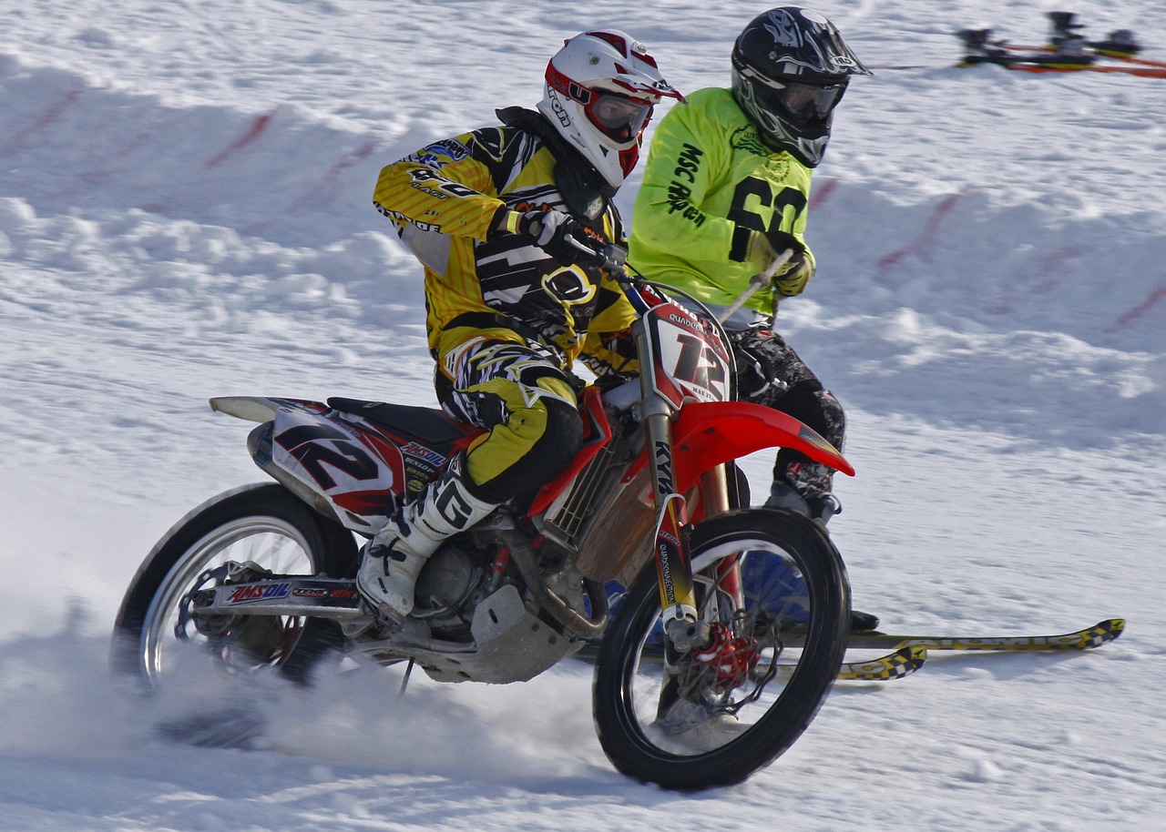 skijoring motorcycle ice speedway free photo