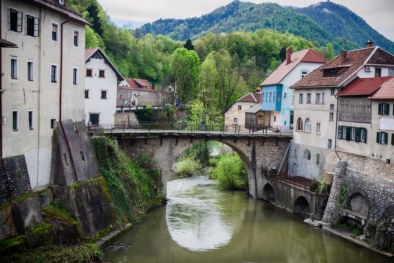 skofja loka medieval town river free photo