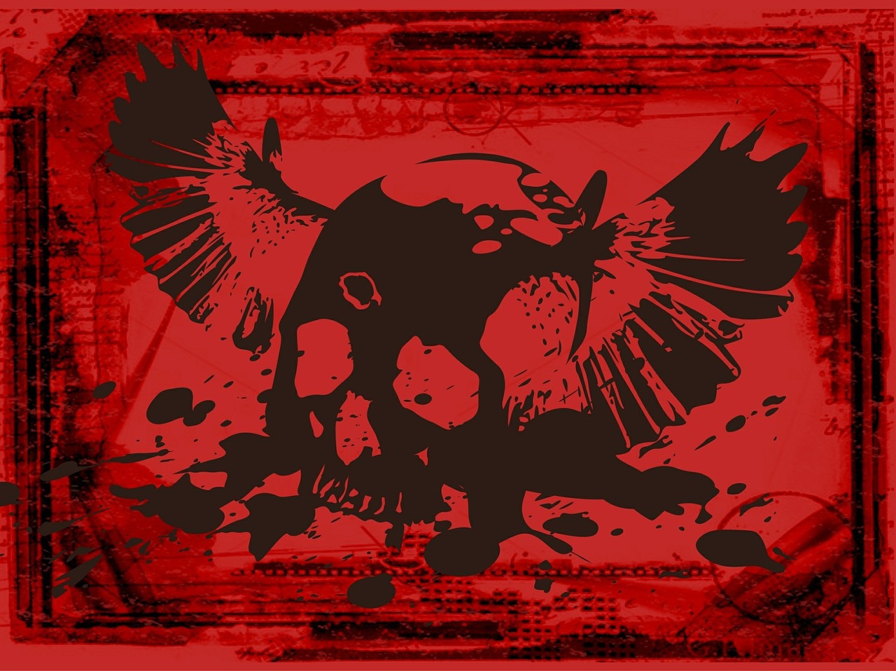 skull red collage free photo