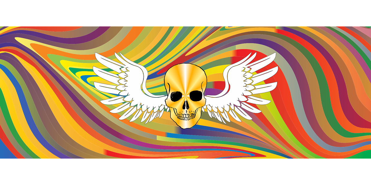 skull colorful gold free photo