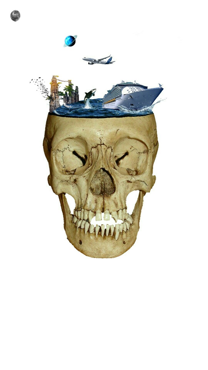 matte painting skull sea free photo