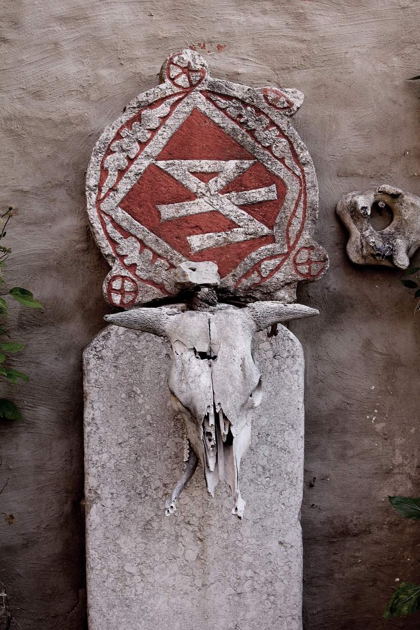 skull rune headstone free photo