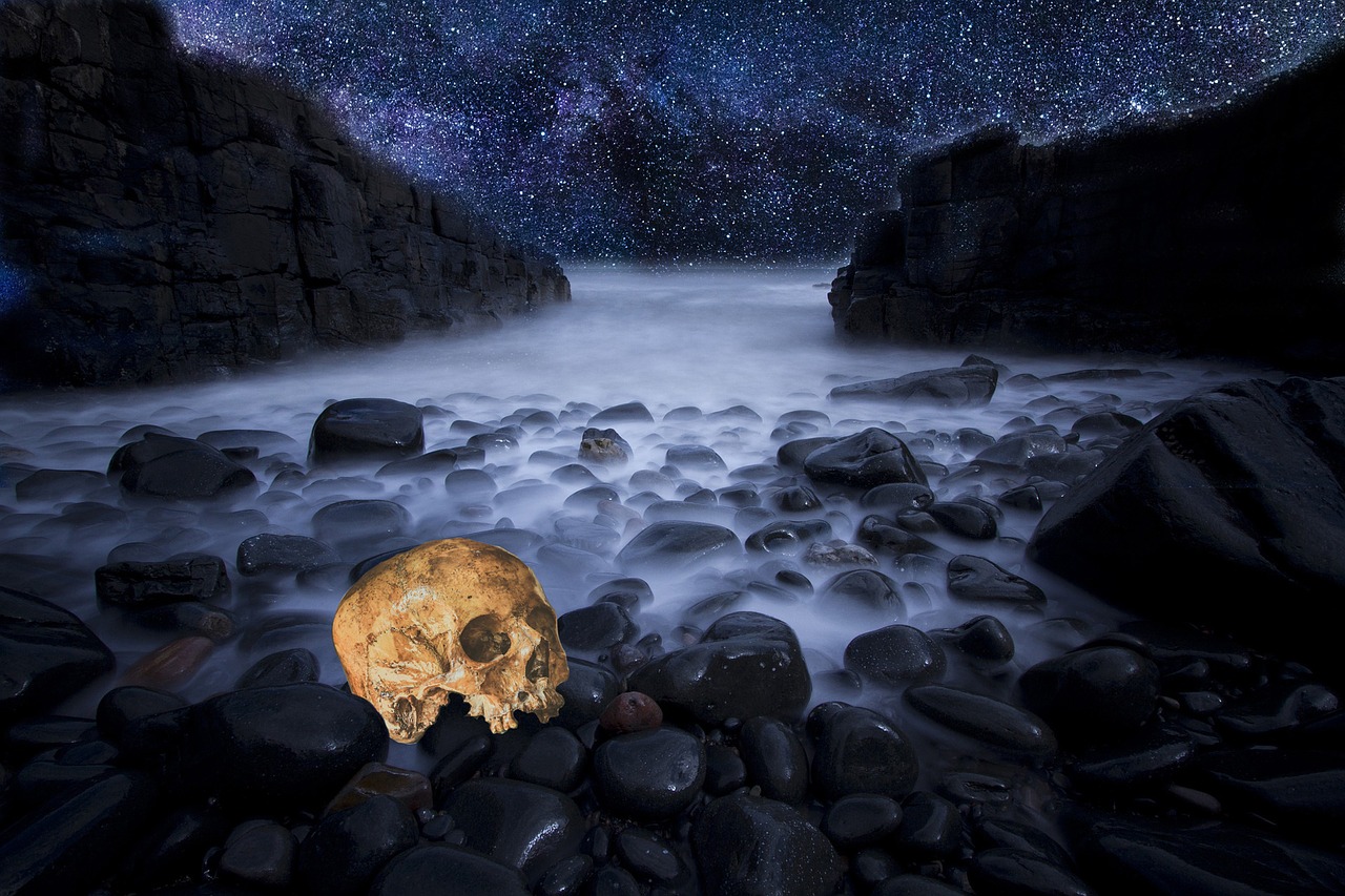 skull fog beach free photo