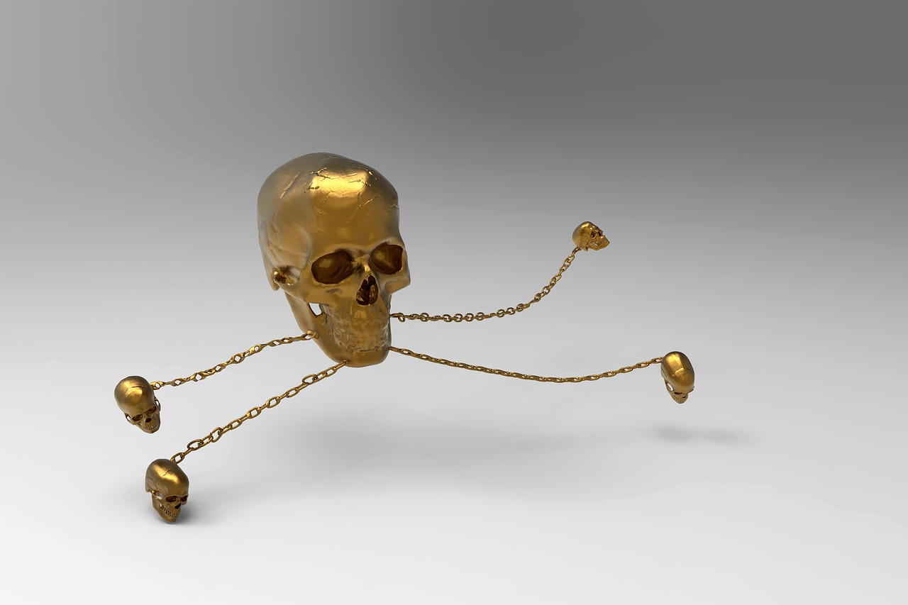 skull gold skull and crossbones free photo