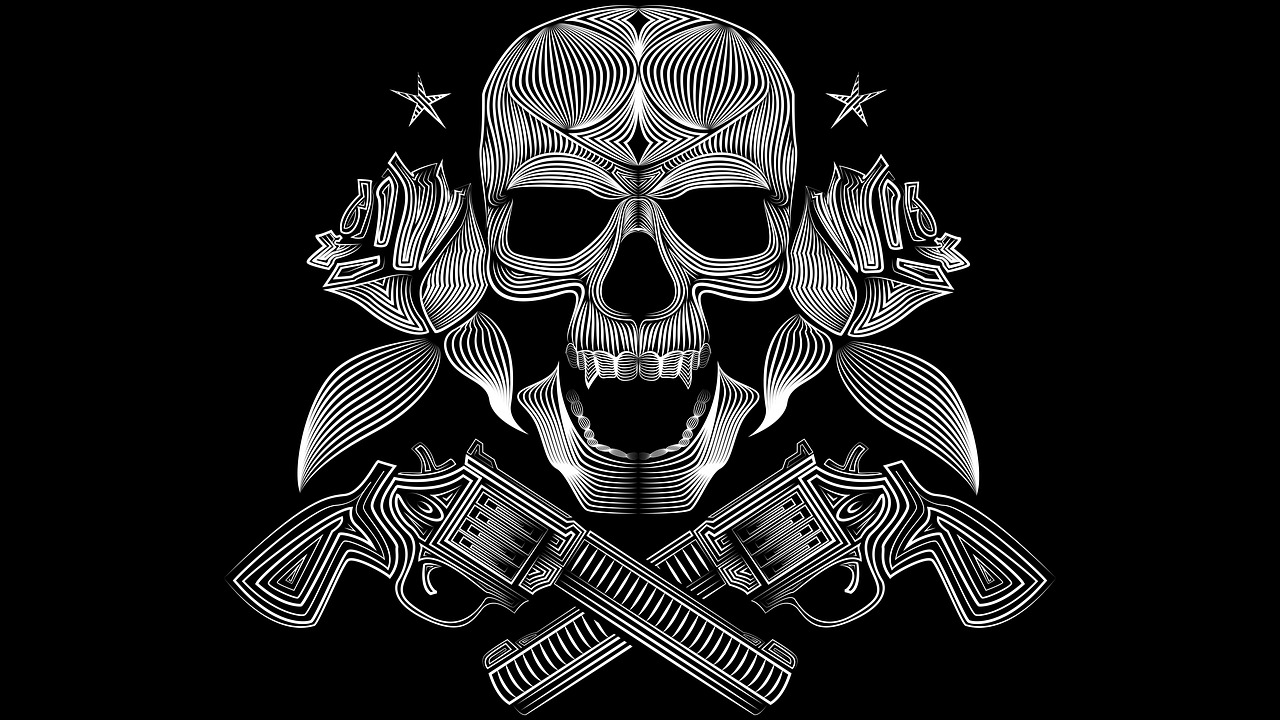 skull pirate gun free photo