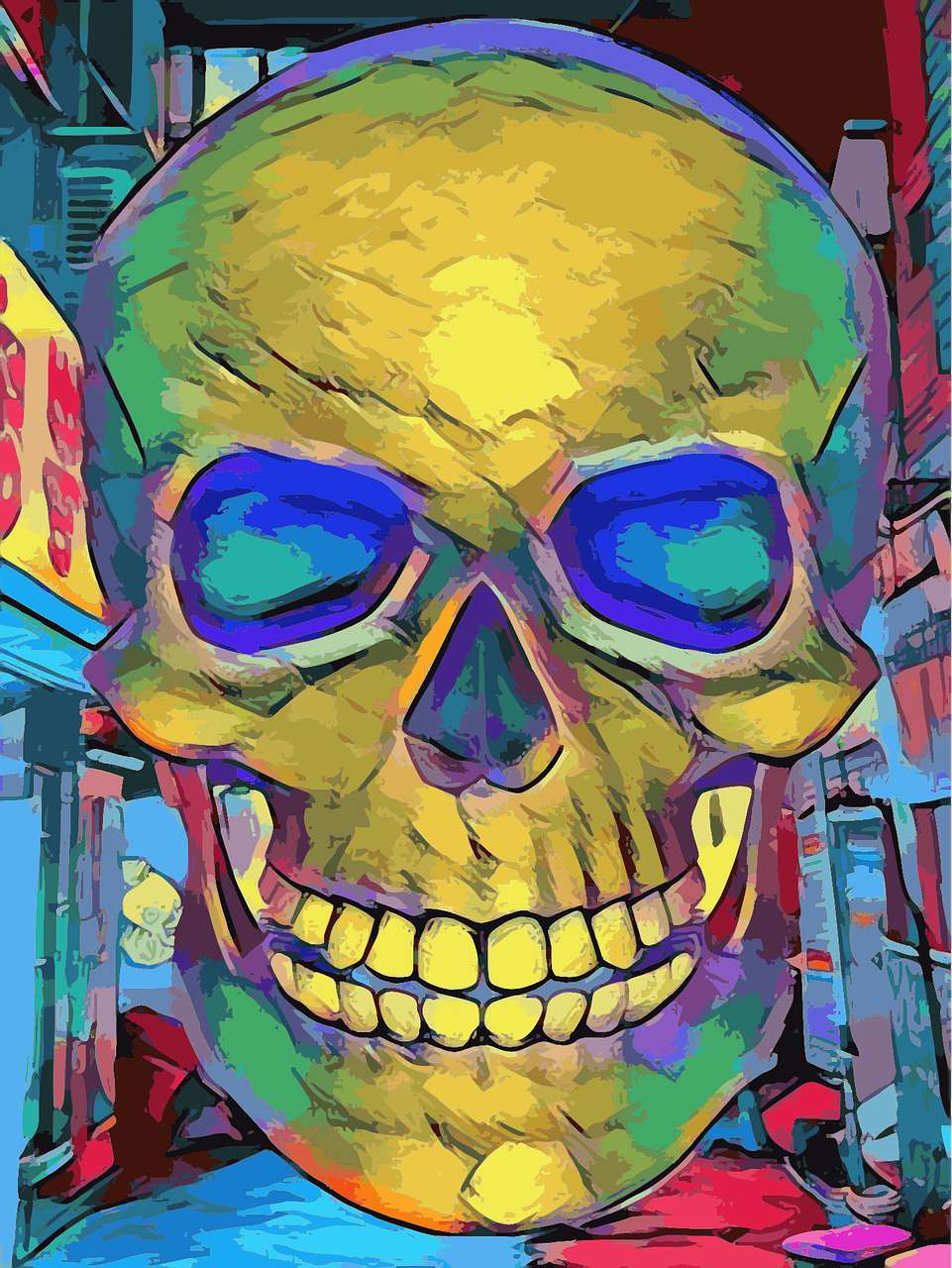 skull  neon  city free photo