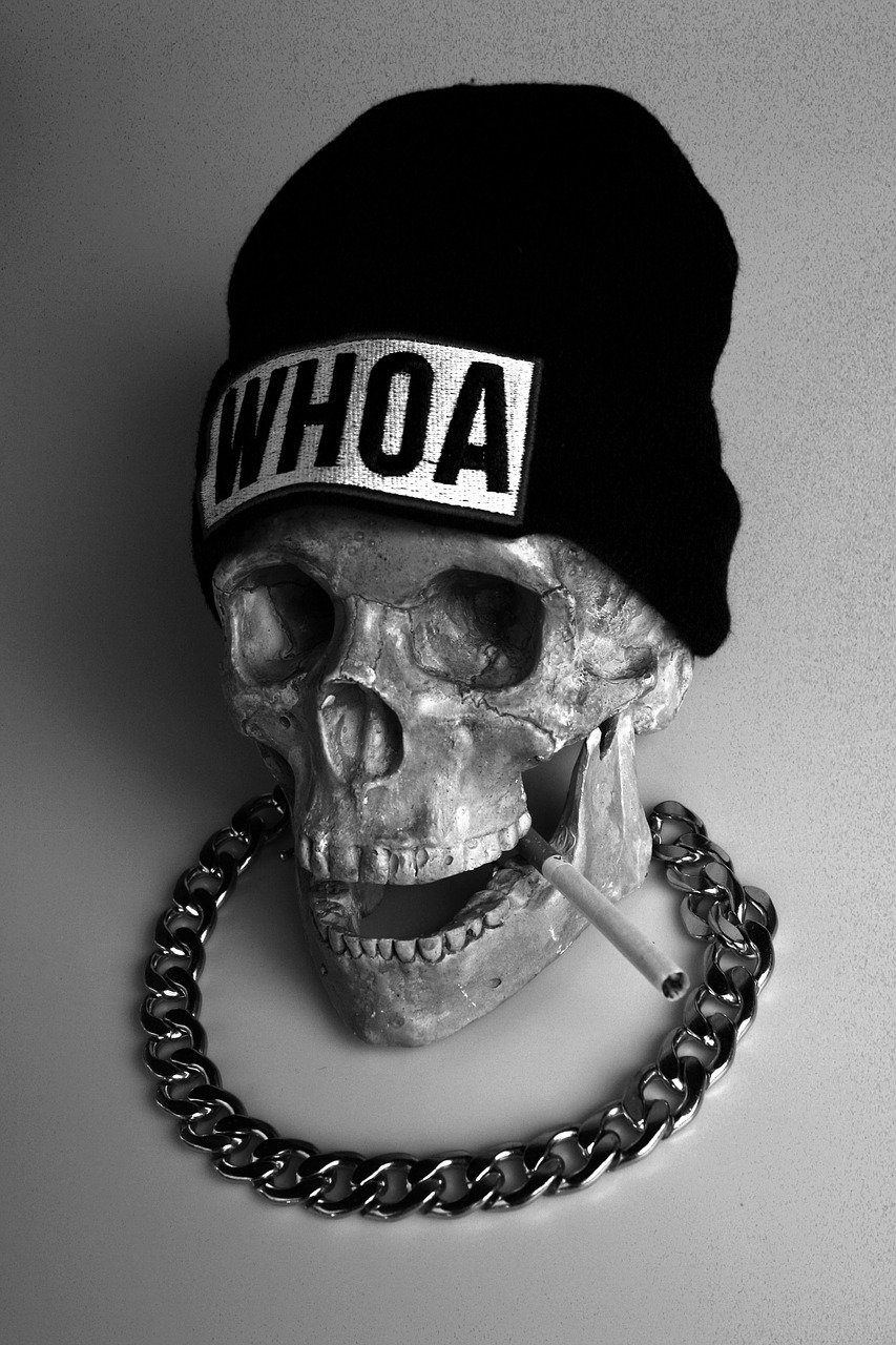 skull caps cigarette free photo