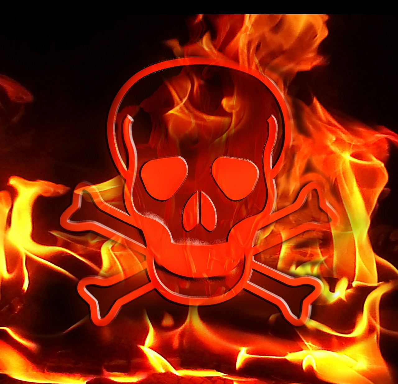 skull and crossbones skull fire free photo