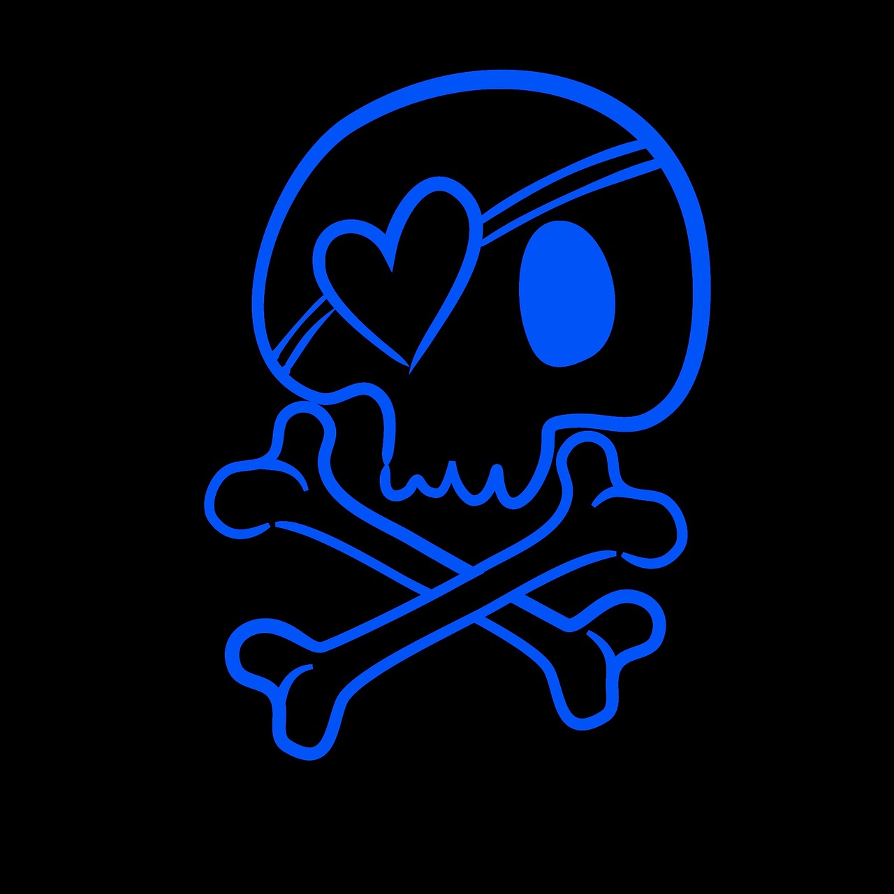 skull and crossbones blue light free photo