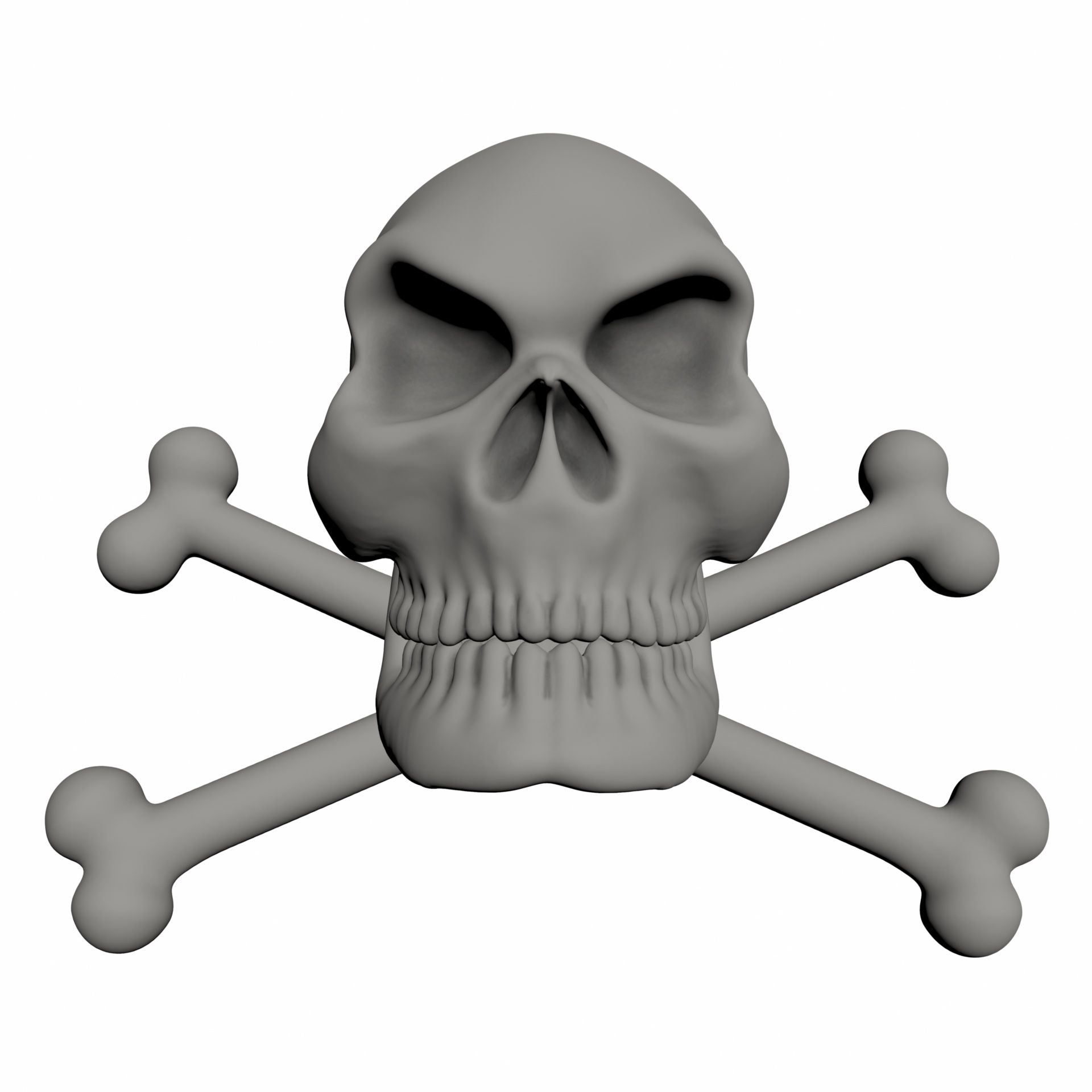 grey,3d,drawing,skull,crossbones,isolated,white,background,tattoo,icon,avat...