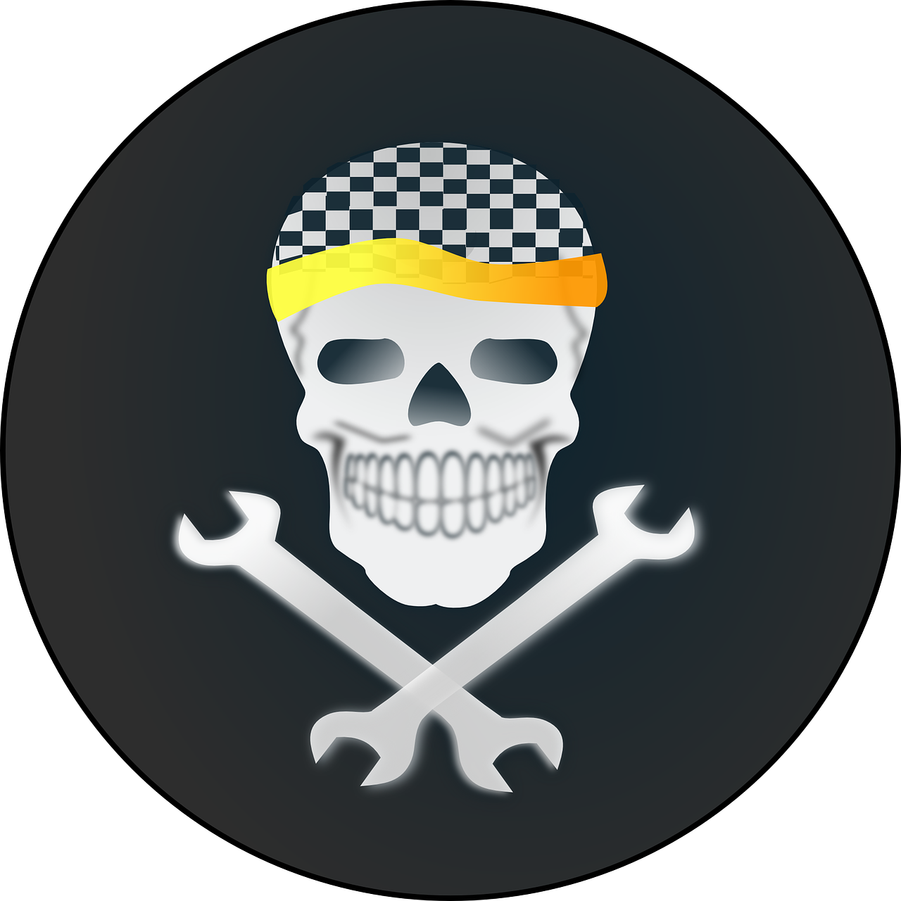 skull and wrenches racing checkered free photo